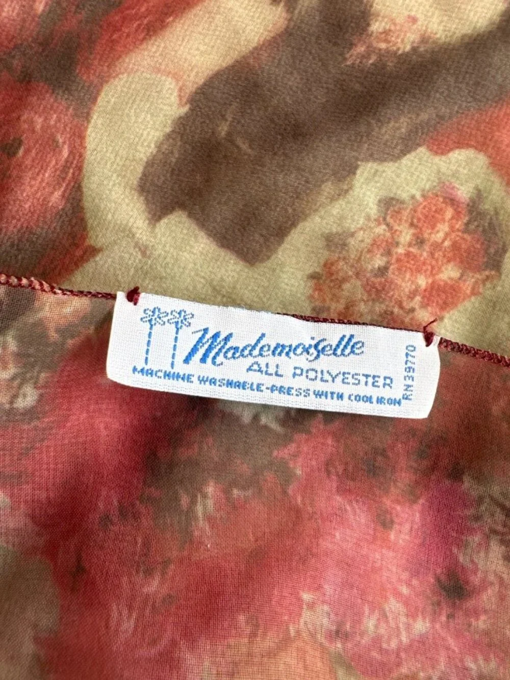 Vintage Mademoiselle Sheer Brown Orange Faces Square Women's Fashion Scarf